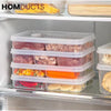 6-Grid Fridge & Freezer Food Storage Box with Lid - Reusable Plastic Container