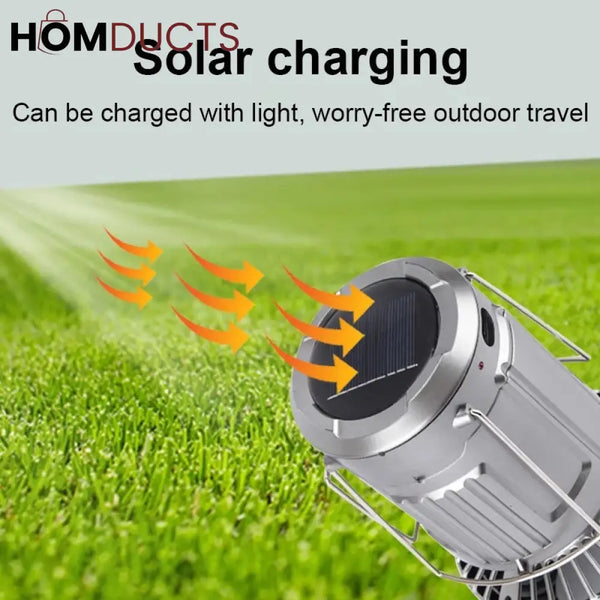 6 In 1 Portable Outdoor Solar Led Camping Lantern With Fan