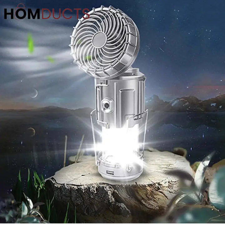 6 In 1 Portable Outdoor Solar Led Camping Lantern With Fan