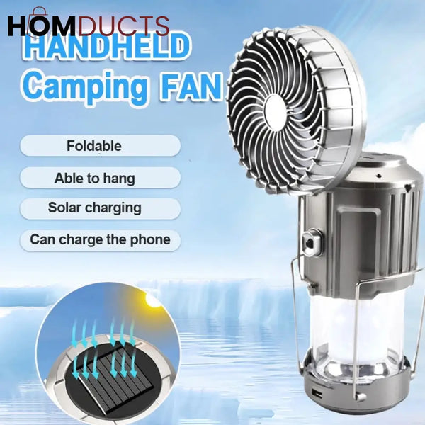 6 In 1 Portable Outdoor Solar Led Camping Lantern With Fan