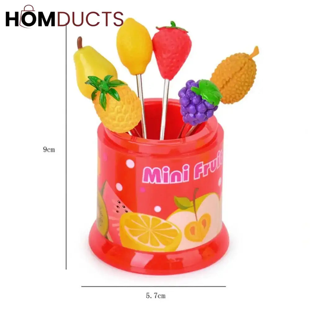 6 Pcs Fruit Pattern Fork