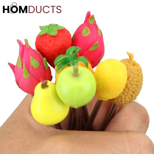 6 Pcs Fruit Pattern Fork