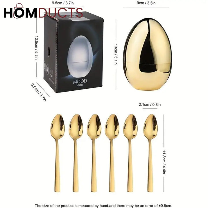 6 Pcs Luxury Gold Egg Shape Cutlery Holder