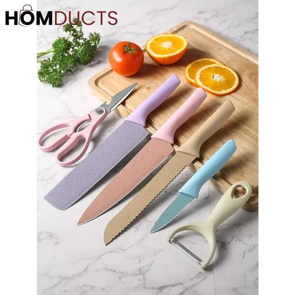 6 Pcs Stainless Steel Colorful Knife Set