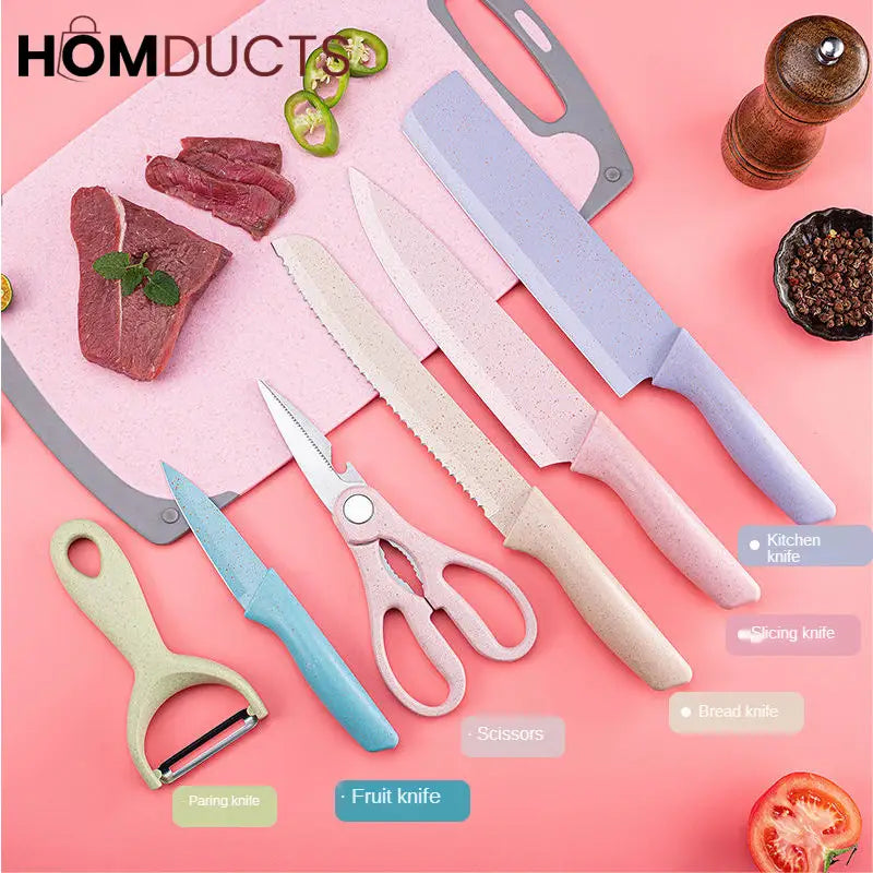 6 Pcs Stainless Steel Colorful Knife Set