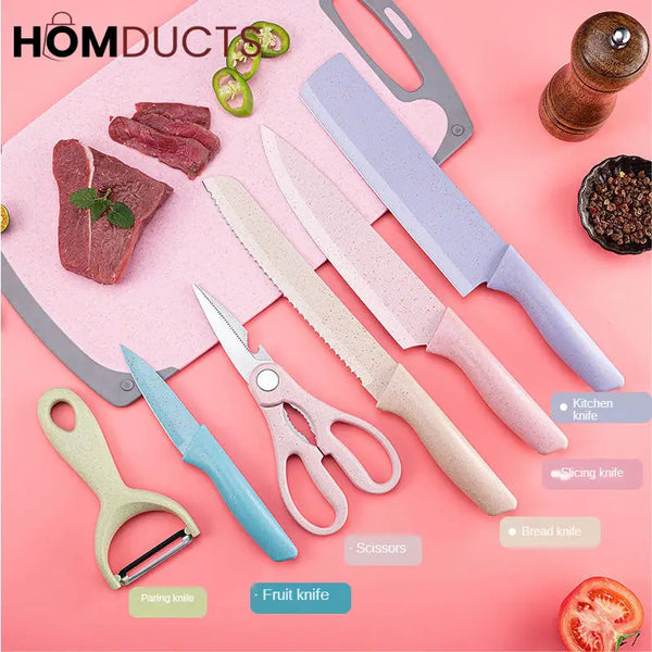 6 Pcs Stainless Steel Colorful Knife Set