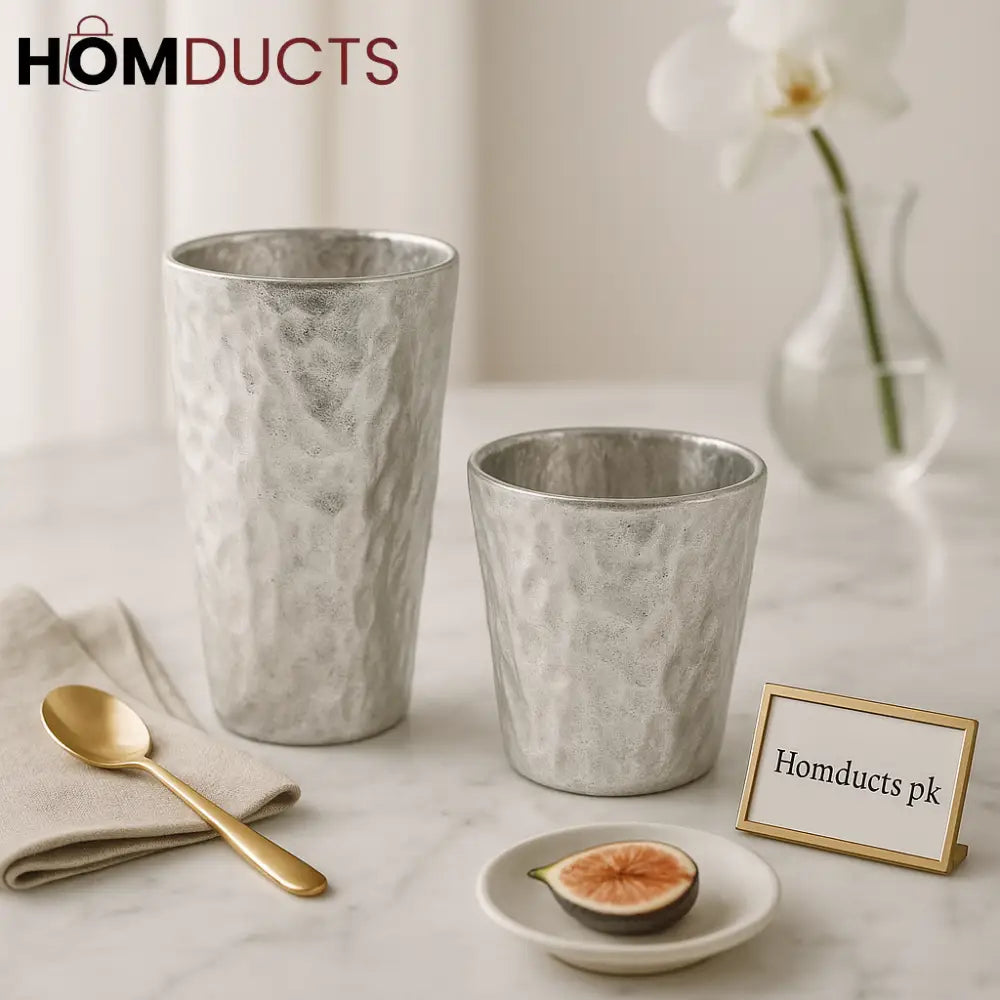 6-Piece Hammered Silver Drinkware Set – Available in Tall or Short Sizes