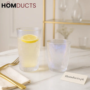 6-Piece Iridescent Textured Glass Set – Choose Large or Small Frosted Tumblers
