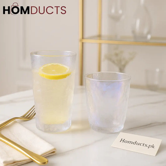6-Piece Iridescent Textured Glass Set – Choose Large or Small Frosted Tumblers