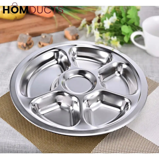 6 Portion Stainless Snack Plate