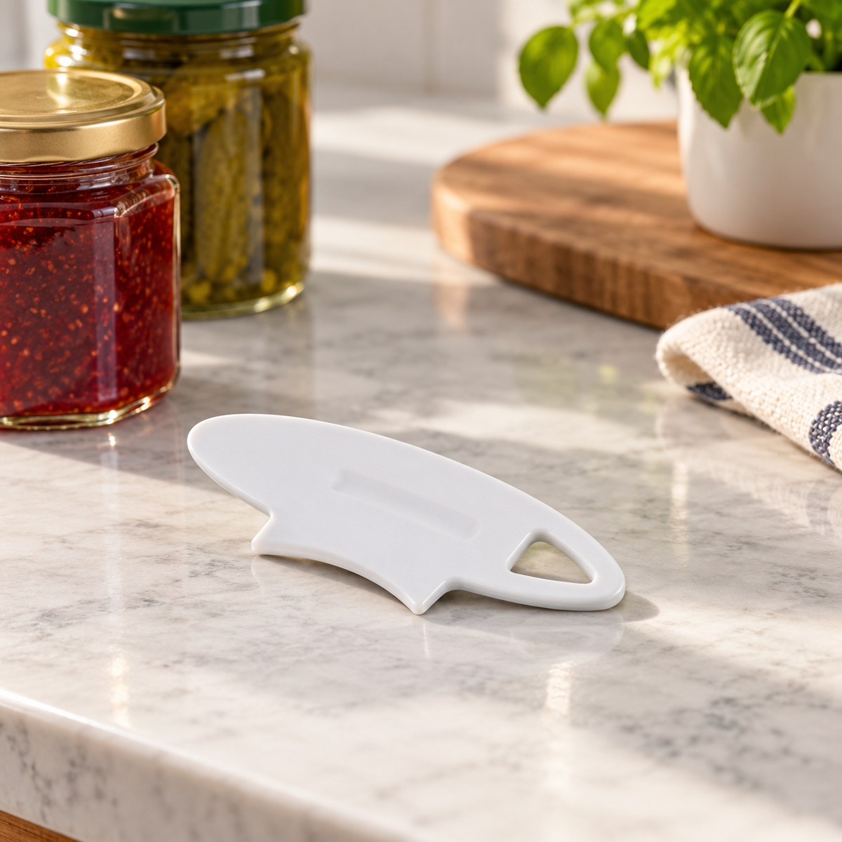Tescoma Glass Jar Opener in a premium lifestyle setting