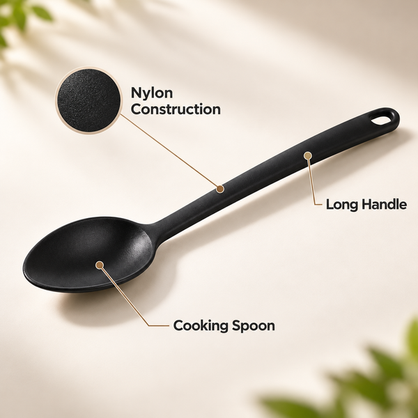 Tescoma Spaceline Nylon Cooking Spoon feature infographic