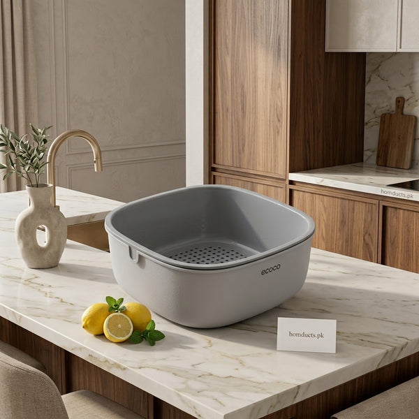 Ecoco Multipurpose Double-Layer Washing Basket with Drain Strainer – Kitchen Vegetable & Fruit Wash Basin