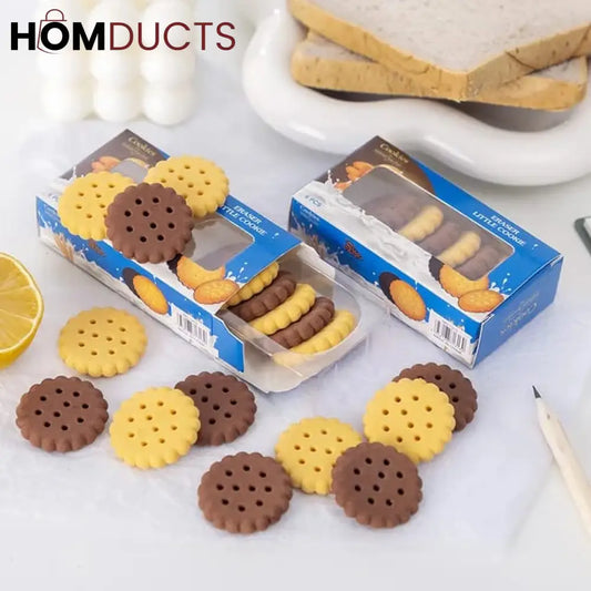 6Pcs Biscuit Erasers Set