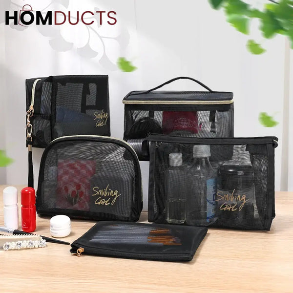 6Pcs Clear Mesh Travel Bag Set