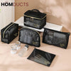 6Pcs Clear Mesh Travel Bag Set