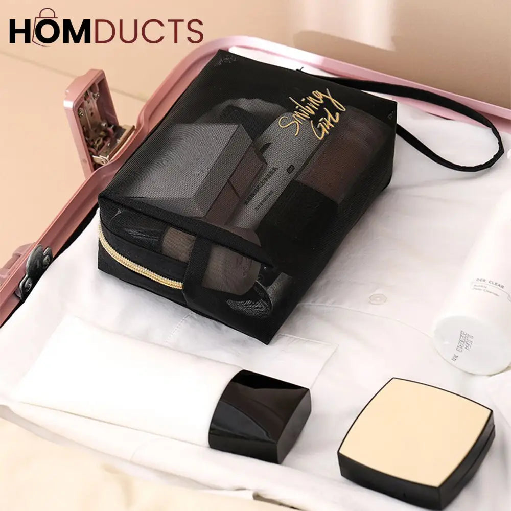 6Pcs Clear Mesh Travel Bag Set