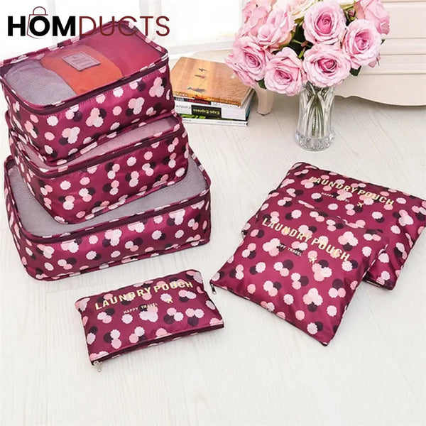 6Pcs Printed Travel Bag Set