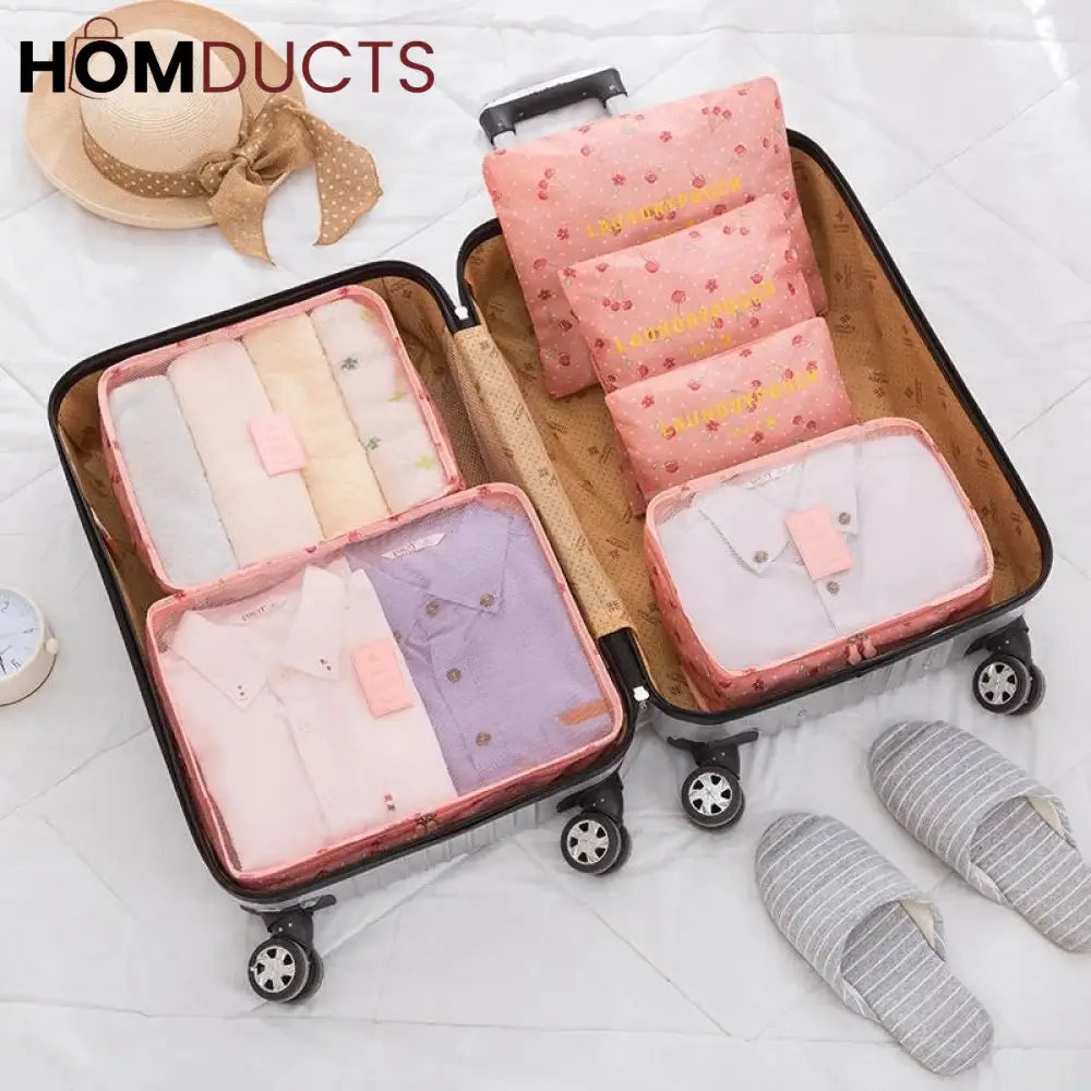 6Pcs Printed Travel Bag Set