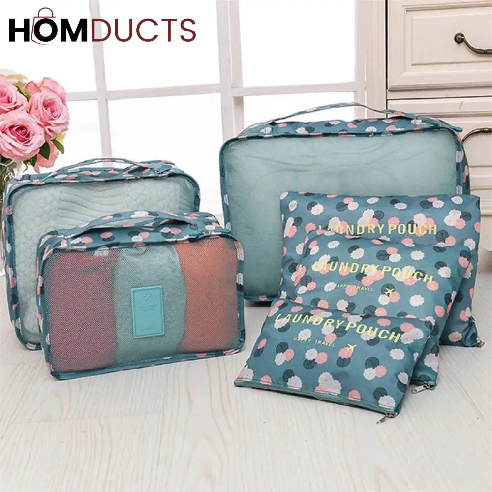 6Pcs Printed Travel Bag Set