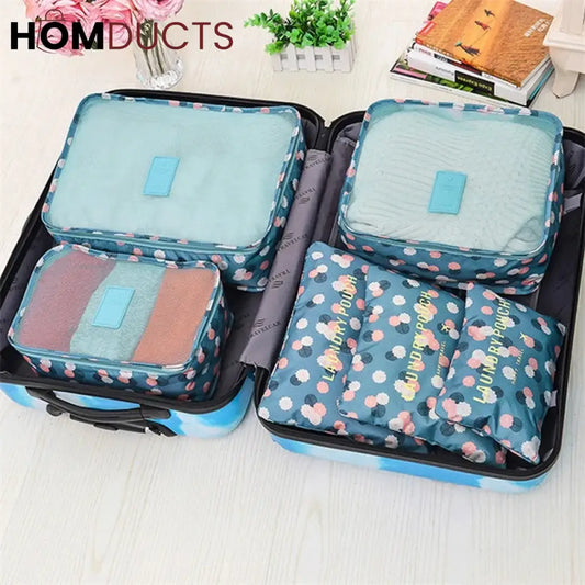 6Pcs Printed Travel Bag Set