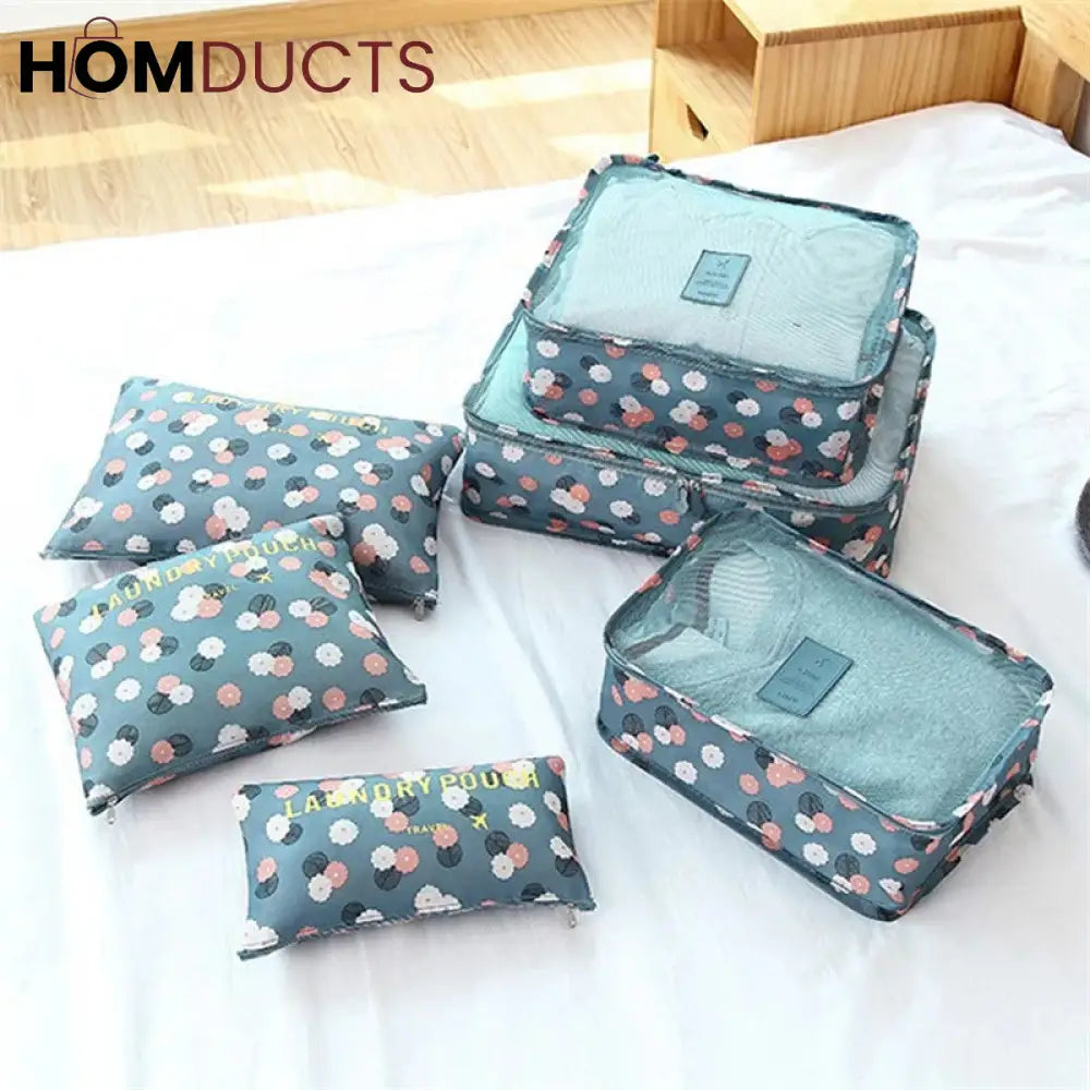 6Pcs Printed Travel Bag Set