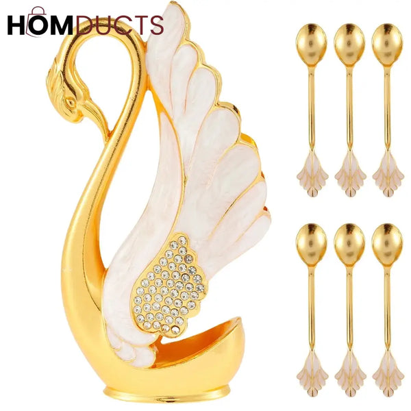 6Pcs Swan Desert Spoon Set