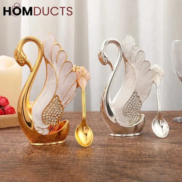 6Pcs Swan Desert Spoon Set