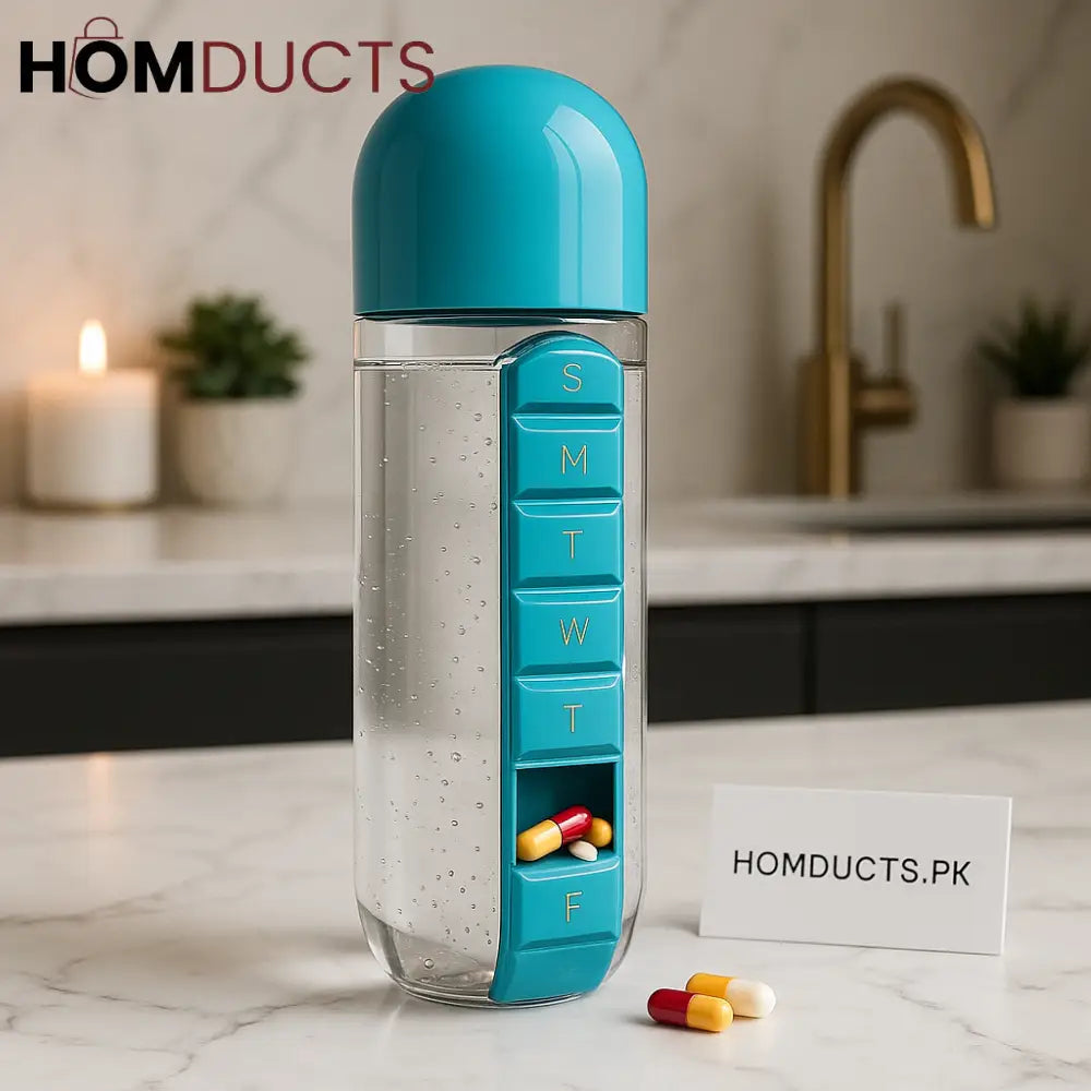 7 Day Pill Organizer Water Bottle – Premium Travel Friendly Hydration & Medicine Storage