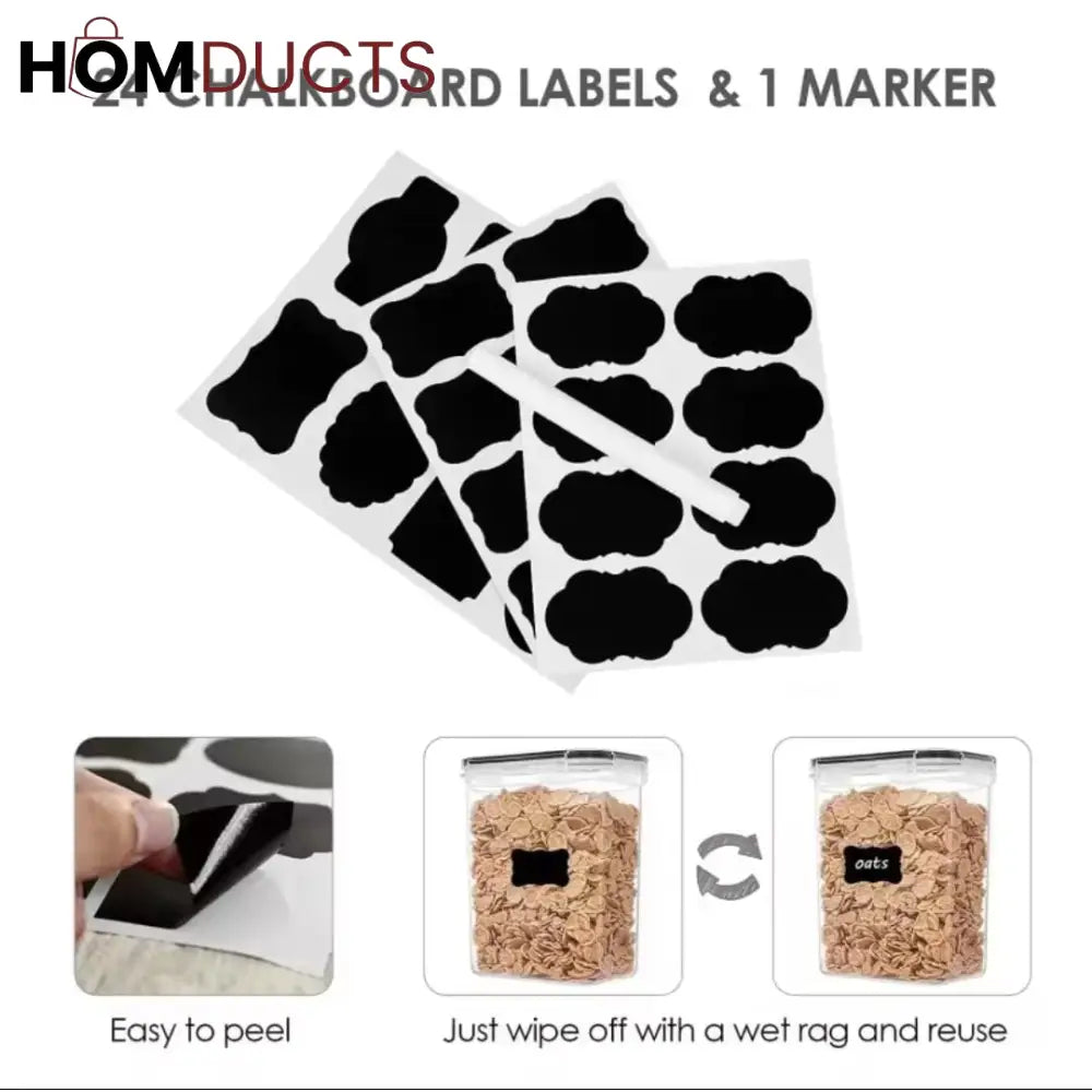 7 Pcs Airtight Jar Set with 24 Chalkboard labels