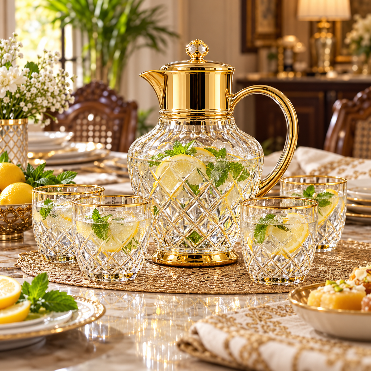 Premium Glass Jug & Tumbler Set – 12 Elegant Designs