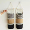 3-Pocket Wall Hanging Organizer with Wooden Rod – Fabric Storage Pouch (58 × 20.5 cm)