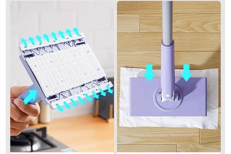 Flat Microfiber Floor Mop with Reusable Cleaning Pads – 360° Rotating Dust Mop for Hardwood, Tile & Laminate Floors