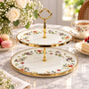 2-Tier Floral Enamel Pastry Serving Stand