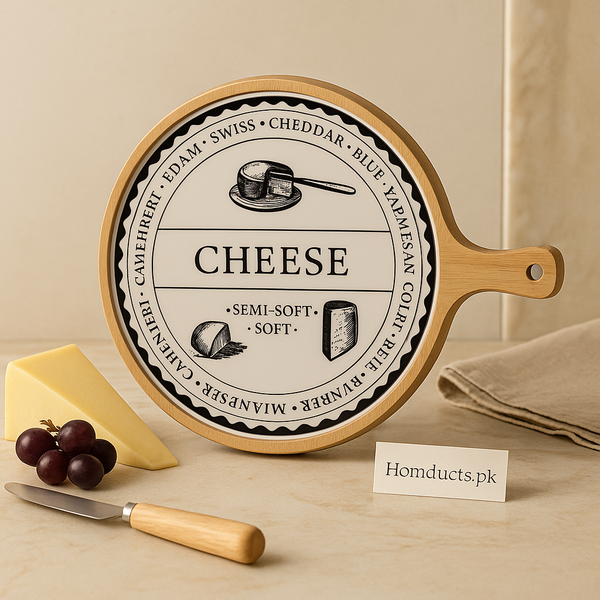 Luxury Wooden Cheese Serving Board with Ceramic Plate – Available in Medium & Large Size