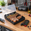 93-slot battery storage organizer case with tester