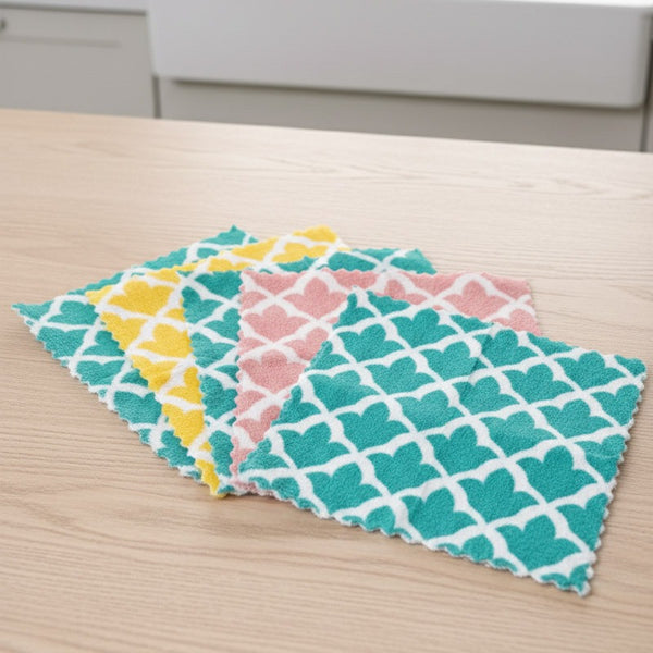 Multipurpose Microfiber Cleaning Towel – Soft & Absorbent Kitchen Cleaning Cloth Pack of 5 (26 × 26 cm)