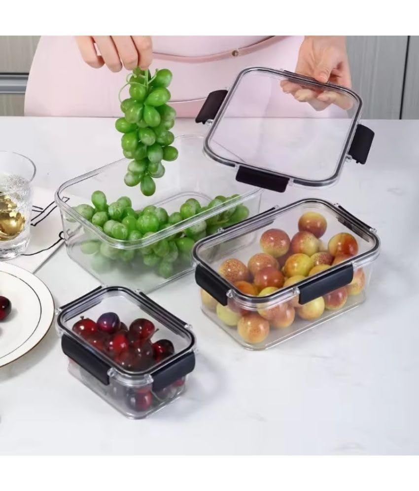 3-Piece Rectangular Airtight Food Storage Container Set with Locking Lids – 300ml, 900ml & 1600ml