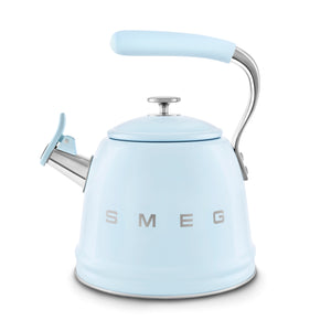 SMEG Retro Whistling Kettle – Pastel Blue Premium Stainless Steel Stovetop Tea Kettle