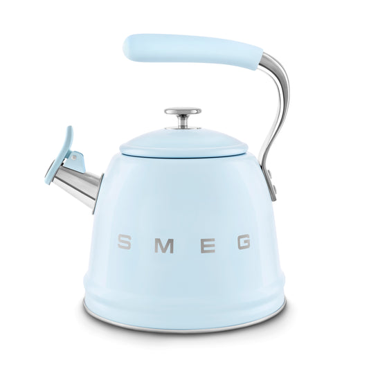 SMEG Retro Whistling Kettle – Pastel Blue Premium Stainless Steel Stovetop Tea Kettle