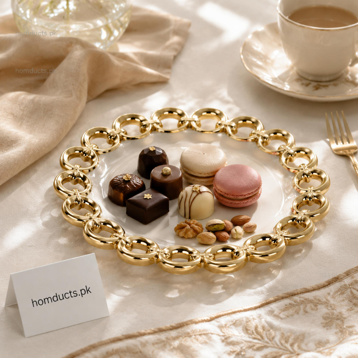 Brilliant Luxury Gold Circle-Edge Round Serving Plate – 6-Inch Decorative Ceramic Platter