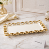 Brilliant Luxury Gold Ring Border Rectangular Ceramic Serving Tray – 11 Inch