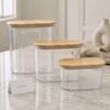 3-Piece Airtight Clear Food Storage Container Set with Bamboo Lids