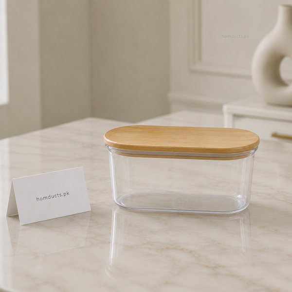 3-Piece Airtight Clear Food Storage Container Set with Bamboo Lids