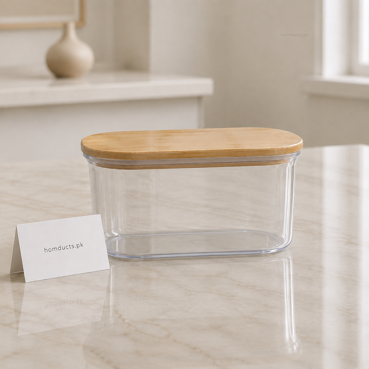3-Piece Airtight Clear Food Storage Container Set with Bamboo Lids