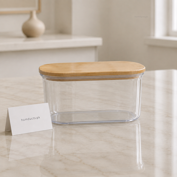 3-Piece Airtight Clear Food Storage Container Set with Bamboo Lids