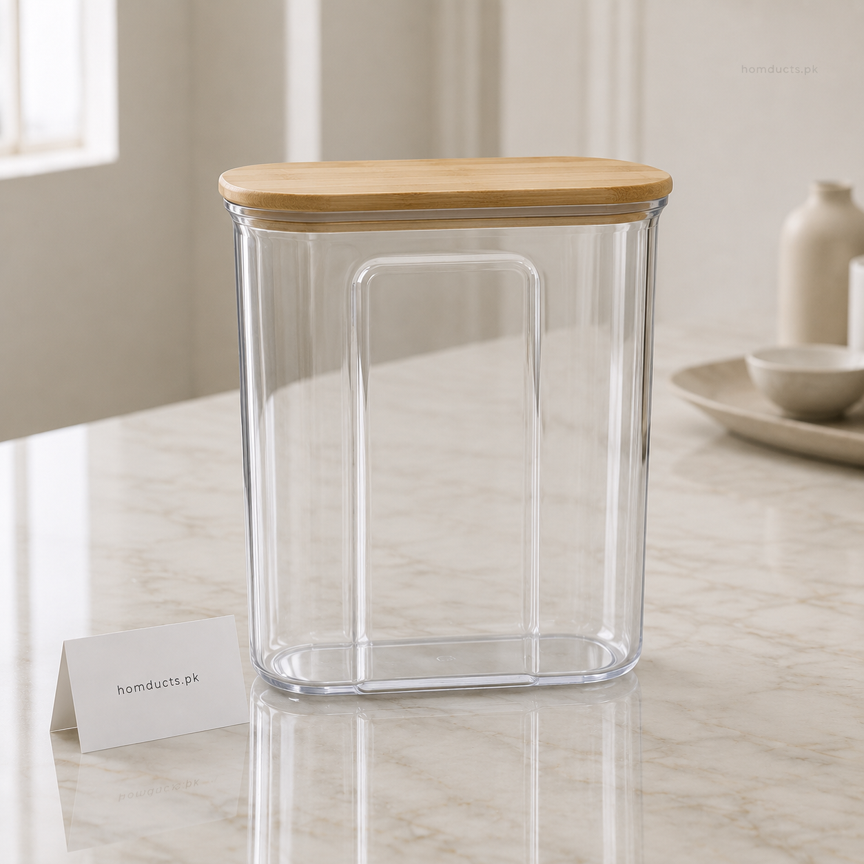 3-Piece Airtight Clear Food Storage Container Set with Bamboo Lids