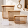 Premium Amber Airtight Food Storage Container Set with Bamboo Lids – 3 Pieces