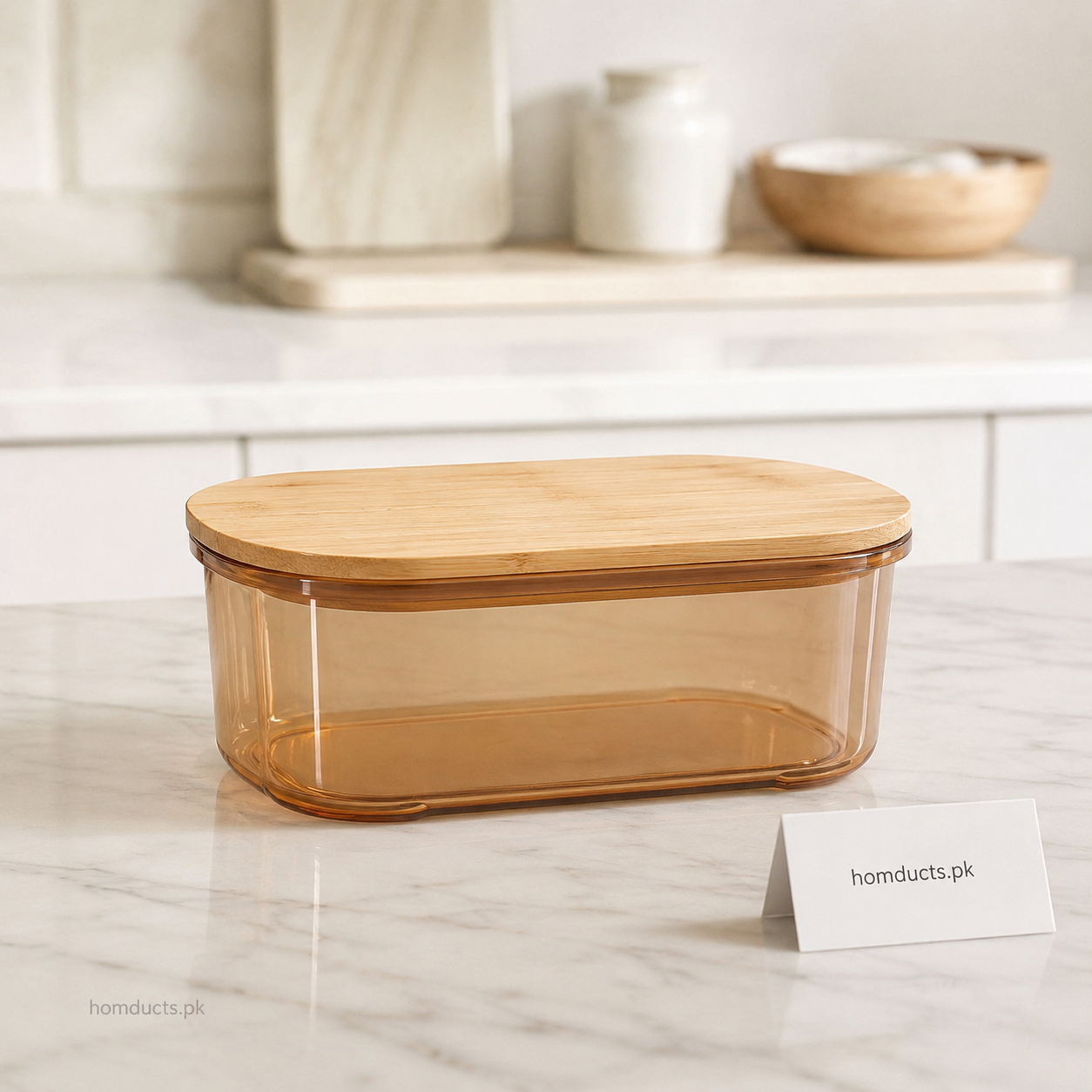 Premium Amber Airtight Food Storage Container Set with Bamboo Lids – 3 Pieces