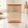 Premium Amber Airtight Food Storage Container Set with Bamboo Lids – 3 Pieces